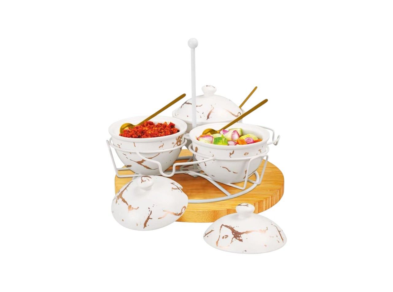 BM715 Putih Tempat Sambal Dengan Motif Marmer